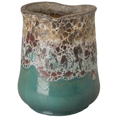 Emissary 22in H Reef Teal Stoneware Round Planter