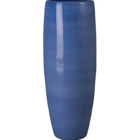 Emissary 19in. L x 47in. H Blue Stoneware Round Jar with High-fire Treatment Blue Snow