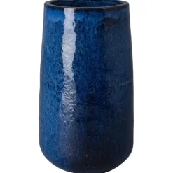 Emissary 16in Round Blue Stoneware Planter