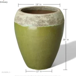 Emissary 22in Round Stoneware Planter Reef/Lime
