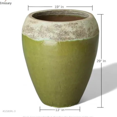 Emissary 22in Round Stoneware Planter Reef/Lime