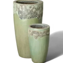 Emissary 18in Round Stoneware Planter Reef/Spa Blue