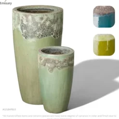 Emissary 18in Round Stoneware Planter Reef/Spa Blue