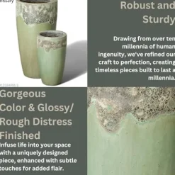 Emissary 18in Round Stoneware Planter Reef/Spa Blue