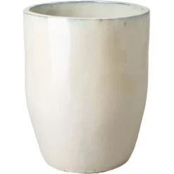 Emissary 22in Round Stoneware Planter Pearl White