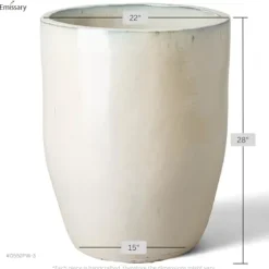 Emissary 22in Round Stoneware Planter Pearl White