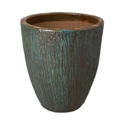 Emissary 21in Teal Stoneware Round Planter