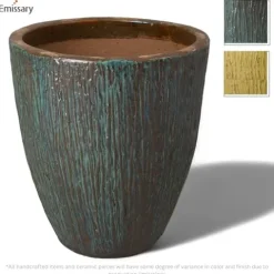 Emissary 21in Teal Stoneware Round Planter