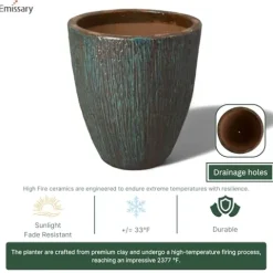 Emissary 21in Teal Stoneware Round Planter