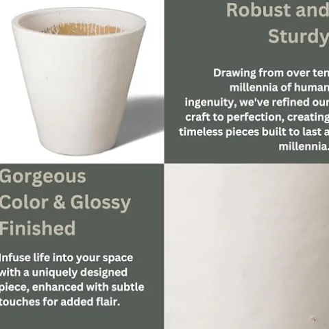 Emissary 26in White Stoneware Round Planter