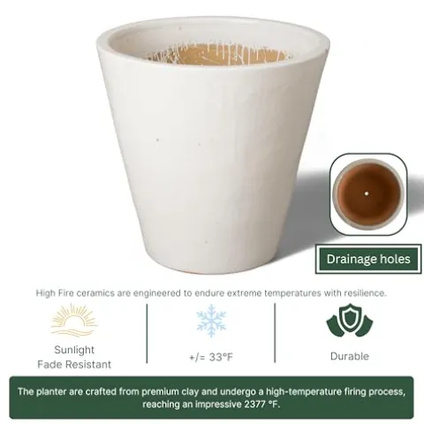 Emissary 26in White Stoneware Round Planter