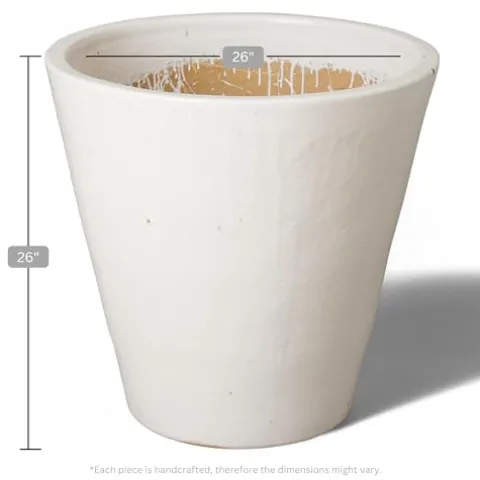 Emissary 26in White Stoneware Round Planter