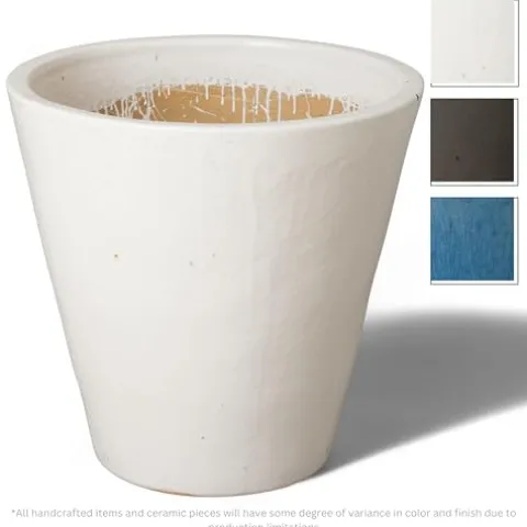 Emissary 26in White Stoneware Round Planter