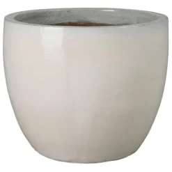 Emissary 28in White Stoneware Round Planter