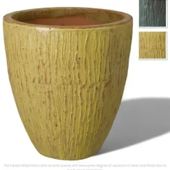 Emissary 26in Yellow Stoneware Round Planter