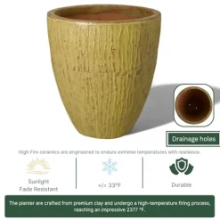 Emissary 26in Yellow Stoneware Round Planter