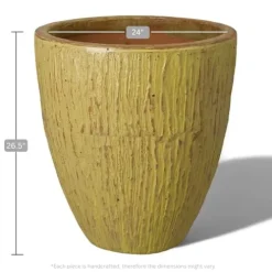 Emissary 26in Yellow Stoneware Round Planter