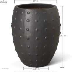 Emissary Matte Black Stoneware Round Planter 20in. L x 26in. H