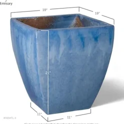 Emissary Square Stoneware Planter Blue 19″ x 19″ x 21