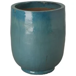 Emissary Teal Stoneware Round Planter 23.5in. L x 29in. H