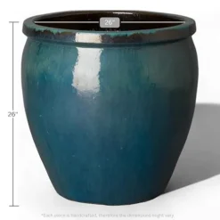 Emissary Teal Stoneware Round Planter 26in x 26in