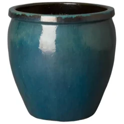 Emissary Teal Stoneware Round Planter 26in x 26in