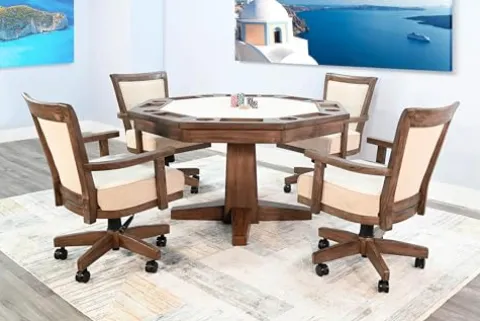 Empire USA Blaze Poker & Dining Table Set with 6 Game Chairs Alpine Grey Smokehouse