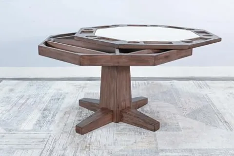 Empire USA Blaze Poker & Dining Table Set with 6 Game Chairs Alpine Grey Smokehouse