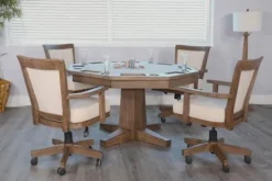 Empire USA Blaze Poker & Dining Table Set with 6 Game Chairs Alpine Grey Smokehouse