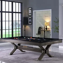 Empire USA Plank & Hide – Axton Billiard Pool Table Gunmetal Grey w/ Low Sheen Black
