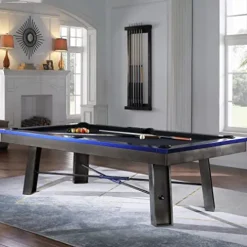 Empire USA Plank & Hide – Maddox Billiard Pool Table Gunmetal Grey w/ Electric Blue