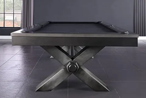 Empire USA Plank & Hide – Vox Billiard Pool Table Charcoal Powder Coat with Electric Blue