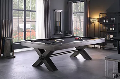 Empire USA Plank & Hide – Vox Billiard Pool Table Charcoal Powder Coat with Electric Blue