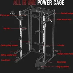 EonfitOmni Power Cage 1200 LBS Multi-Functional Home Gym Rack with Cable Crossover System