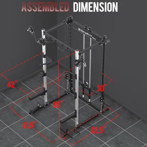 EonfitOmni Power Cage 1200 LBS Multi-Functional Home Gym Rack with Cable Crossover System
