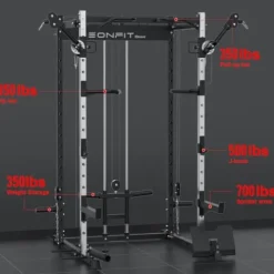 EonfitOmni Power Cage 1200 LBS Multi-Functional Home Gym Rack with Cable Crossover System