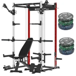 EonfitOmni Power Cage 1200 LBS Multi-Functional Home Gym Rack with Adjustable Cable Crossover