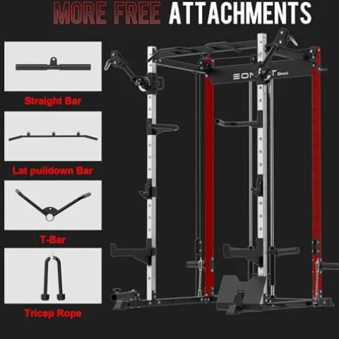 EonfitOmni Power Cage 1200 LBS Multi-Functional Home Gym Rack with Adjustable Cable Crossover