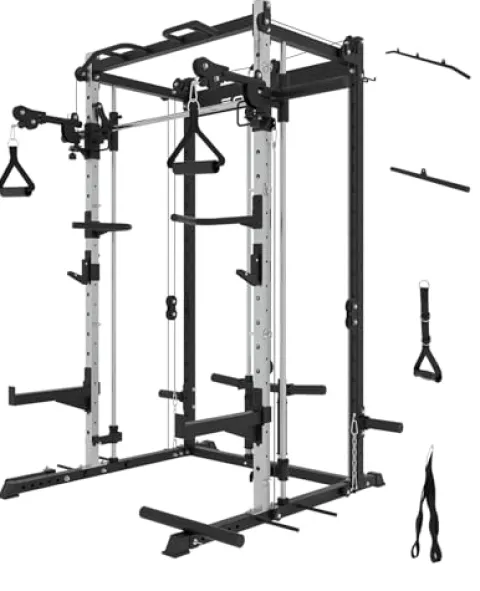 EonfitOmni Power Rack Smith Machine for Home Gym System Black