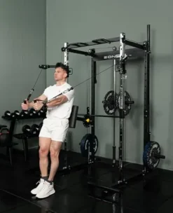 EonfitOmni Power Rack with LAT Pulldown Cable Crossover Pulley System Black7