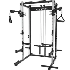 EonfitOmni Power Rack with LAT Pulldown Cable Crossover Pulley System Black7