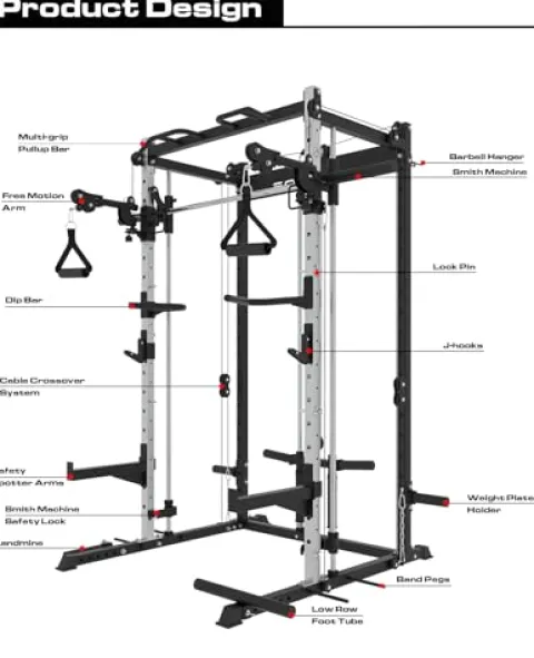 EonfitOmni Smith Machine Home Gym Equipment Red