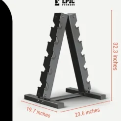 Epic Fitness Premium Hex Dumbbell Set with A-Frame Rack Black