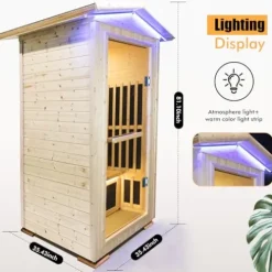 EPOFIT 1 Person Far Infrared Sauna with Bluetooth Natural