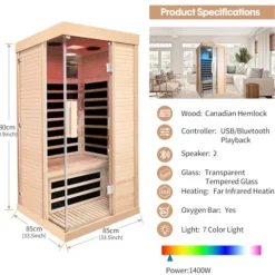 EPOFIT Single Person Far Infrared Sauna Natural