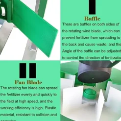 EQCOTWEA ATV/UTV Broadcaster Spreader 42.3gal Stainless Steel Green