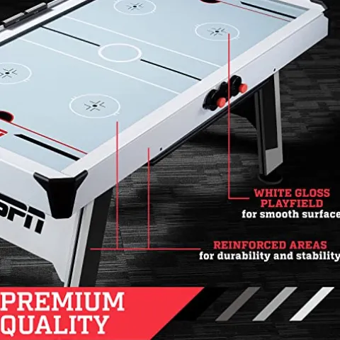 ESPN Sports Air Hockey Game Table 72 Inch Indoor Arcade Gaming Set White/Black/Red