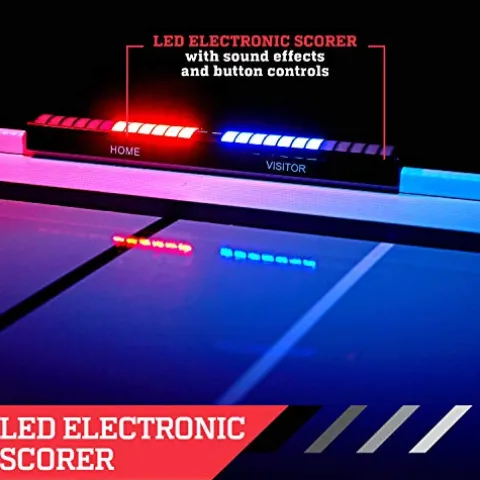 ESPN Sports Air Hockey Game Table 72 Inch Indoor Arcade Gaming Set White/Black/Red