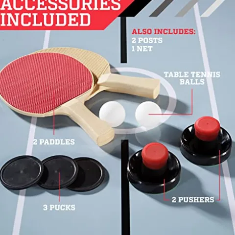 ESPN Sports Air Hockey Game Table 72 Inch Indoor Arcade Gaming Set White/Black/Red