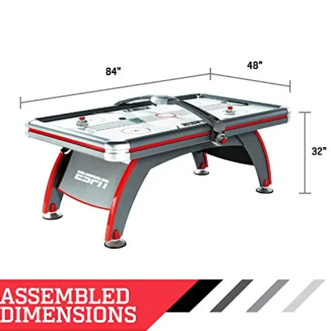ESPN Sports Air Hockey Game Table 84 Inch Indoor Arcade Gaming Set Gray White Red